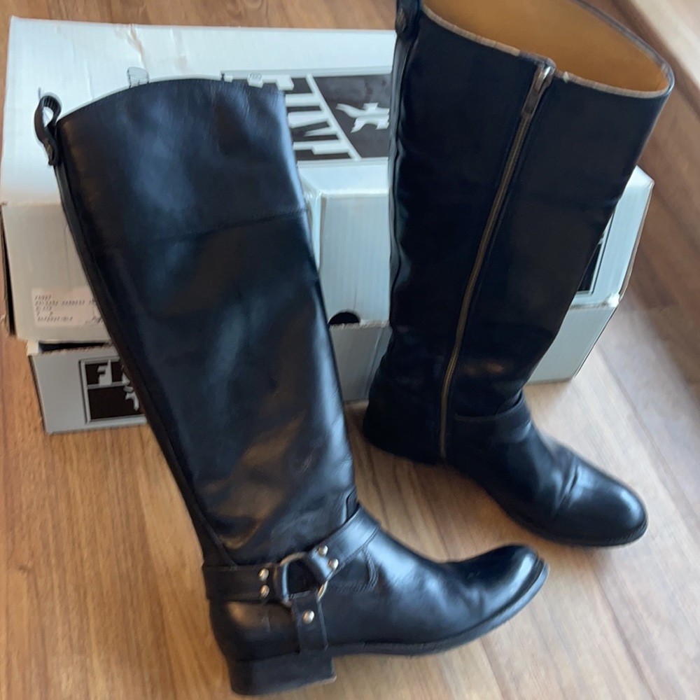 Frye Melissa Harness Inside Zip Boot Extended Calf